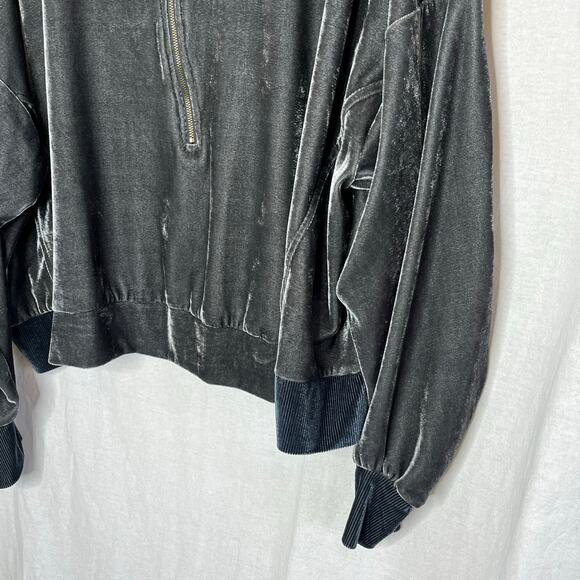 Favlux Gray Velour Long Sleeve 1/2‎ Zip Pullover Size Large Casual Comfy Cozy - Picture 4 of 8